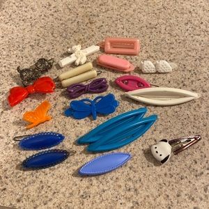 Vintage set of hair clips & barrettes, poodle, bow